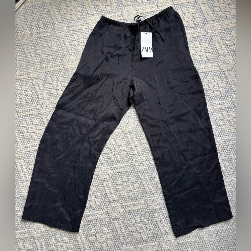Zara silk fabric drawstring pant Sz S